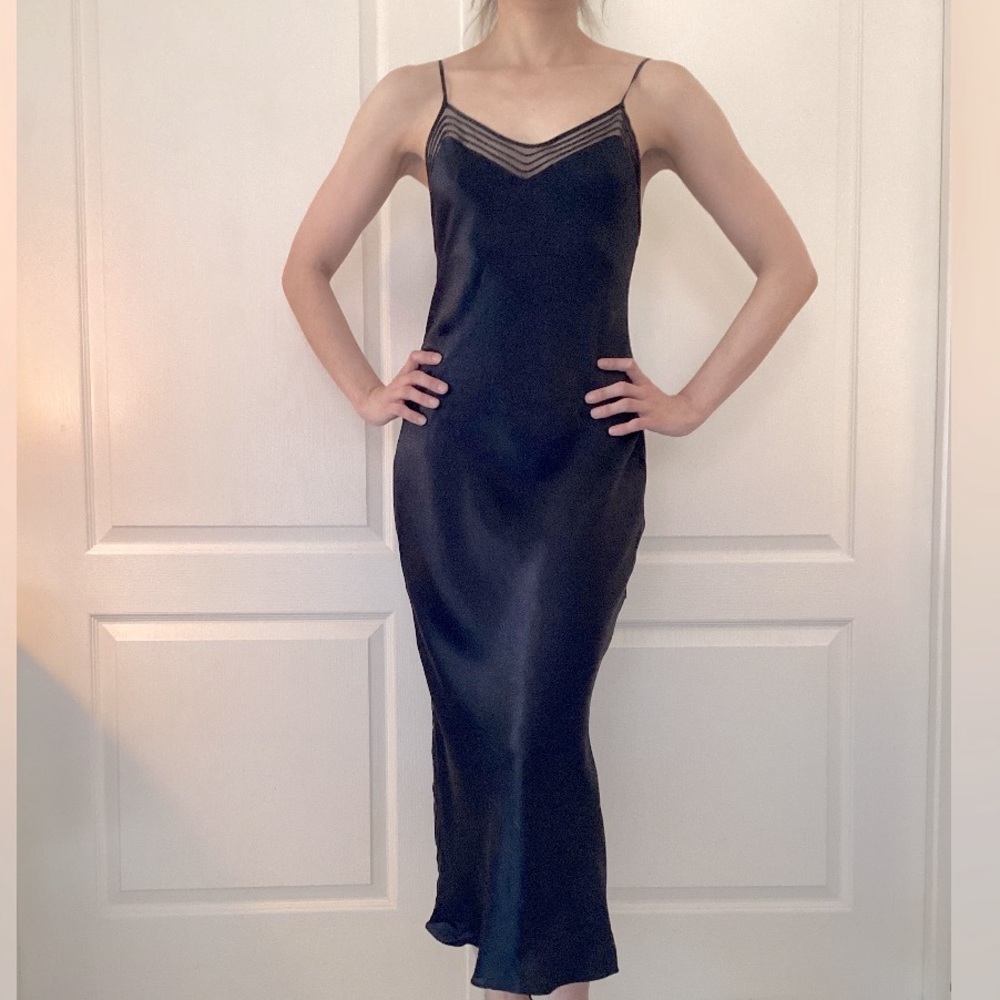Victoria’s Secret Long Black Satin Slip Size S